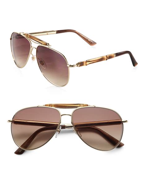 gucci aviator sunglasses with metal bamboo temples|gucci aviator sunglasses men's.